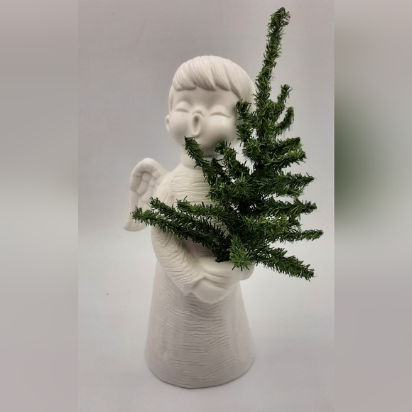 Christmas Department 56 Porcelain Cherub Music Box With Littlest Tree Works - Picture 2 of 7